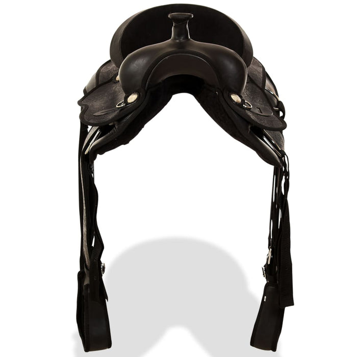 Șa Western, căpăstru & pieptar, piele naturală, 17", negru - WALTI WALTI