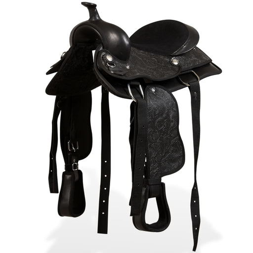 Șa Western, căpăstru & pieptar, piele naturală, 12", negru - WALTI WALTI