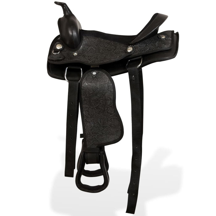 Șa Western, căpăstru & pieptar, piele naturală, 12", negru - WALTI WALTI