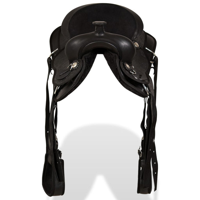 Șa Western, căpăstru & pieptar, piele naturală, 12", negru - WALTI WALTI