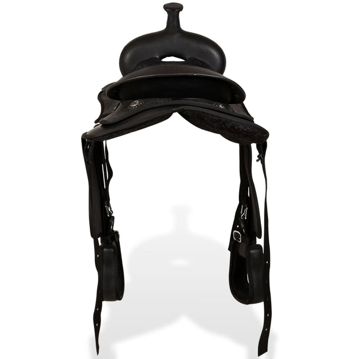 Șa Western, căpăstru & pieptar, piele naturală, 12", negru - WALTI WALTI
