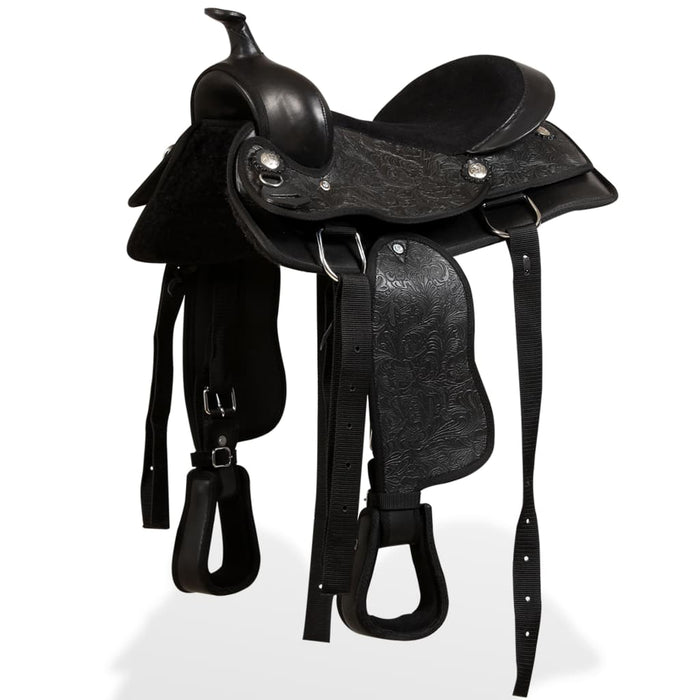 Șa Western, căpăstru & pieptar, piele naturală, 13", negru - WALTI WALTI