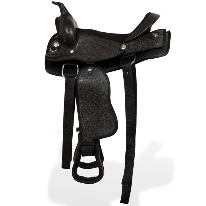 Șa Western, căpăstru & pieptar, piele naturală, 13", negru - WALTI WALTI