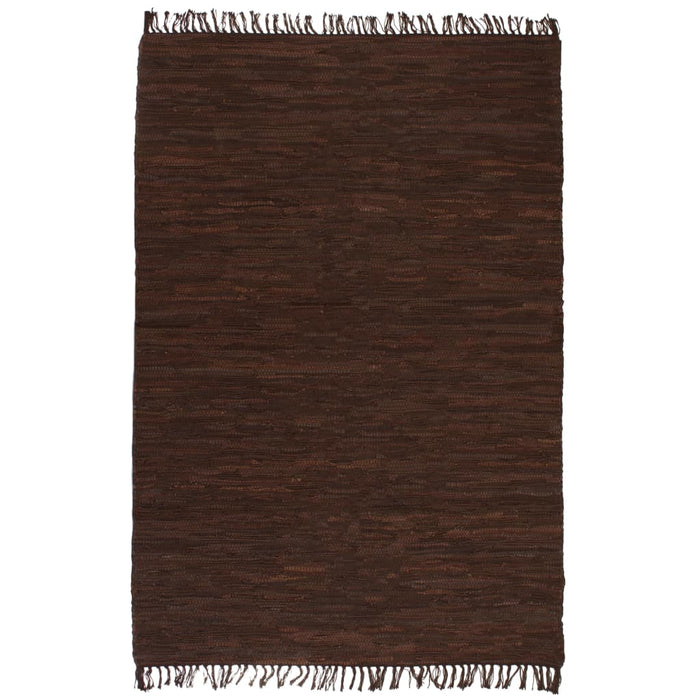 Covor Chindi țesut manual, piele, 120 x 170 cm, maro WALTI