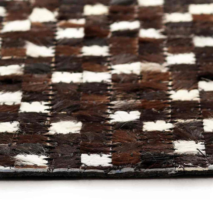 Covor piele naturală, mozaic, 80x150 cm, pătrate, negru/alb WALTI