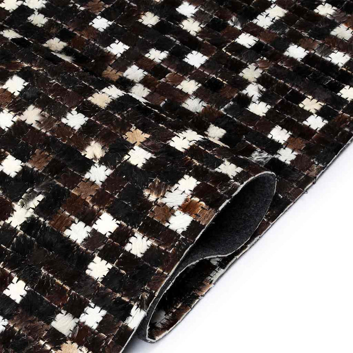 Covor piele naturală, mozaic, 160x230 cm, pătrate, negru/alb WALTI