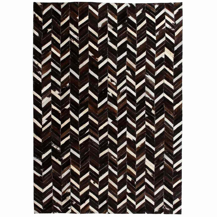 Covor piele naturală, mozaic, 190x290 cm Zig-zag Negru/alb WALTI