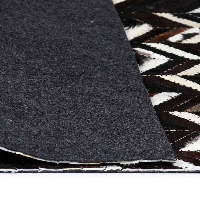 Covor piele naturală, mozaic, 190x290 cm Zig-zag Negru/alb WALTI