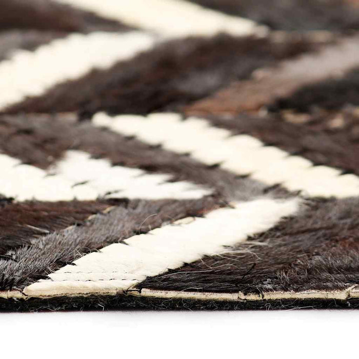 Covor piele naturală, mozaic, 190x290 cm Zig-zag Negru/alb WALTI
