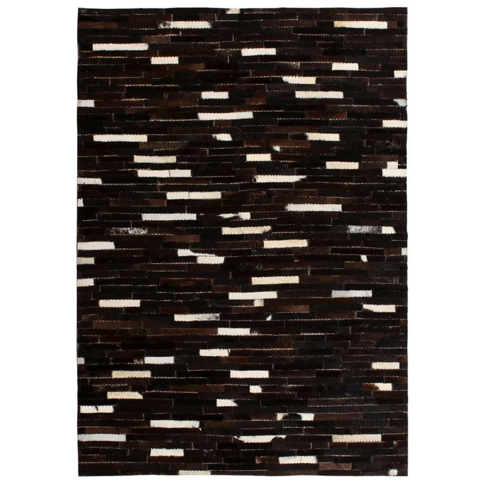 Covor piele naturală, mozaic, 80x150 cm, benzi, negru/alb WALTI