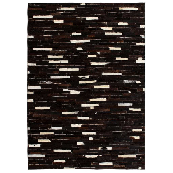 Covor piele naturală, mozaic, 120x170 cm dungi negru/alb WALTI