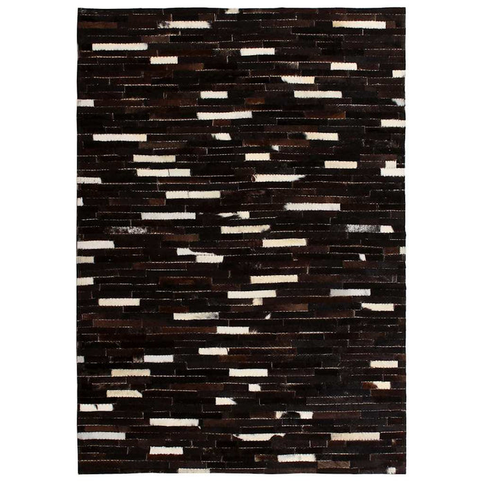 Covor piele naturală, petice, negru/alb, dungi, 160x230 cm WALTI