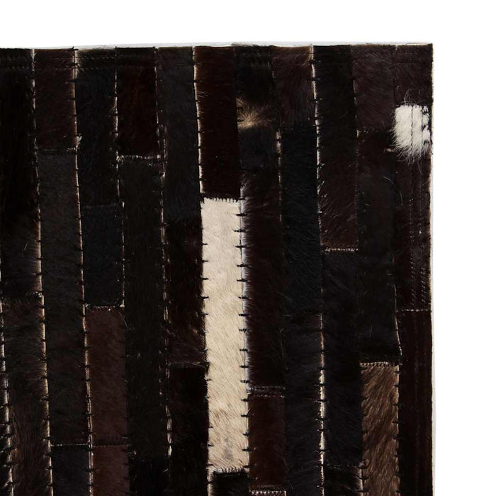 Covor piele naturală, petice, negru/alb, dungi, 160x230 cm WALTI