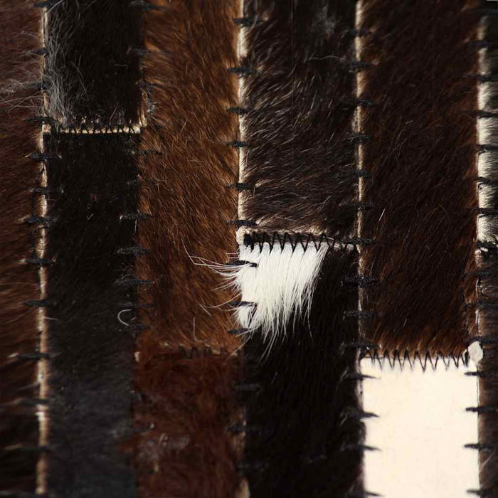 Covor piele naturală, petice, negru/alb, dungi, 160x230 cm WALTI