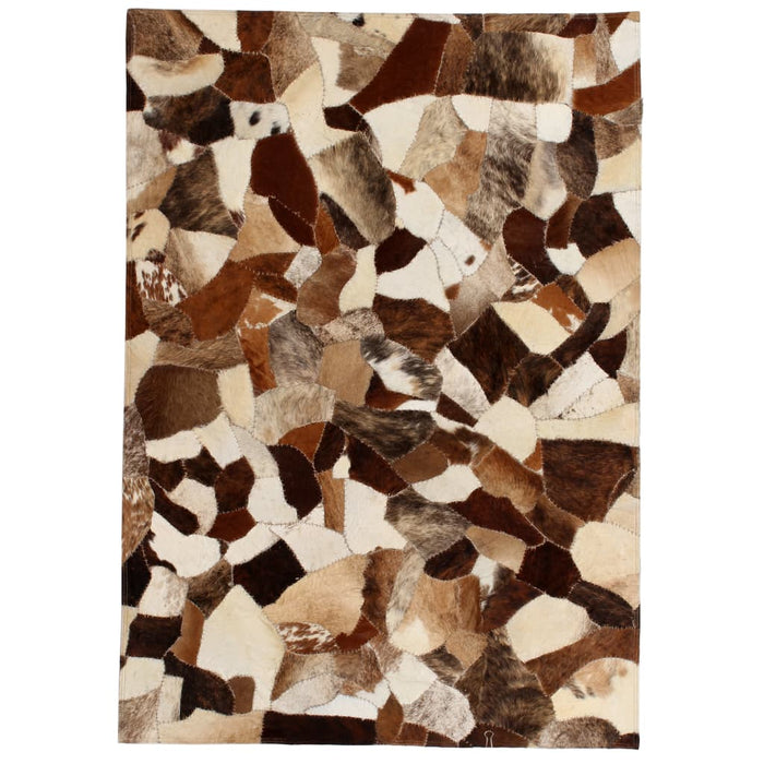 Covor petice diverse piele naturală 80 x 150 cm maro/alb WALTI