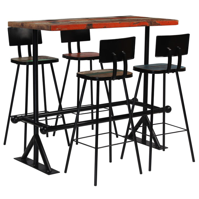 Set mobilier de bar, 5 piese, multicolor, lemn masiv reciclat - WALTI WALTI