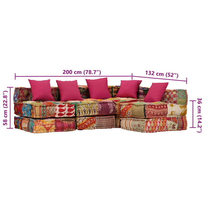 Canapea puf modulară cu 4 locuri, petice, material textil - WALTI WALTI
