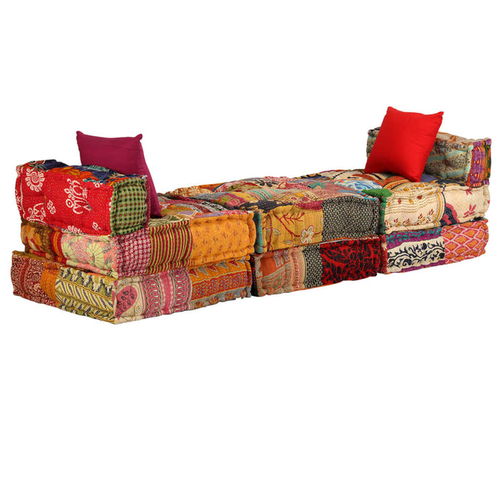 Canapea puf modulară cu 3 locuri, petice, material textil - WALTI WALTI
