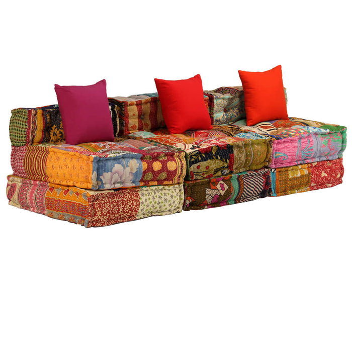 Canapea puf modulară cu 3 locuri, petice, material textil - WALTI WALTI