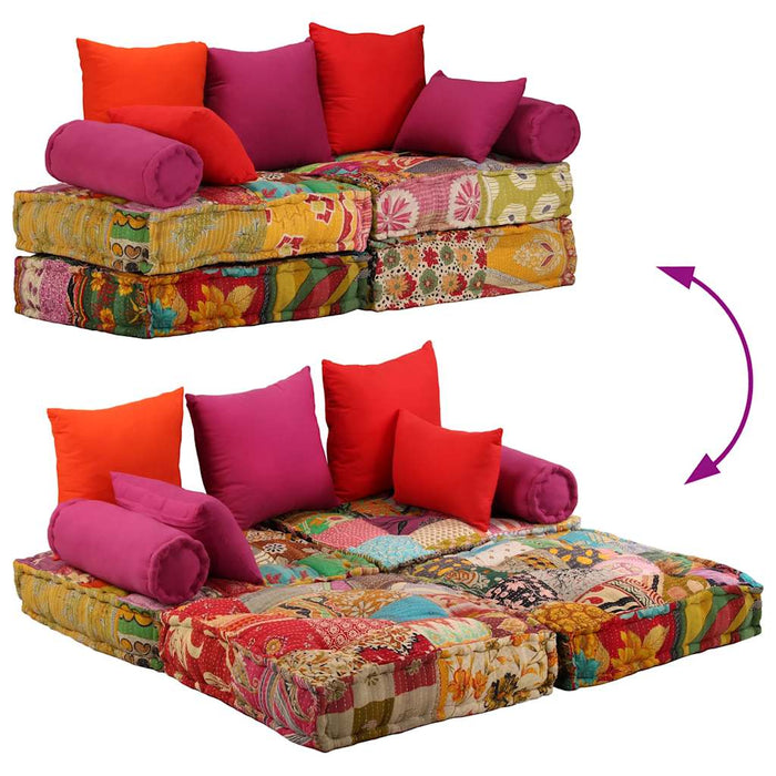 Canapea puf modulară cu 2 locuri, petice, material textil - WALTI WALTI