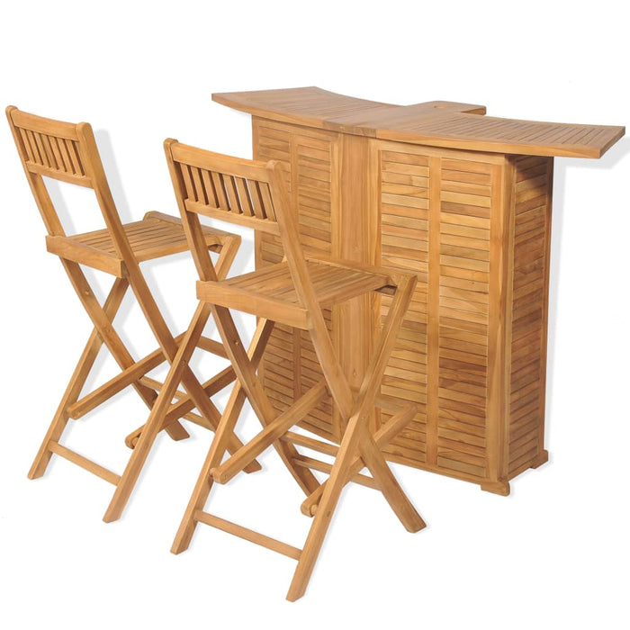 Set de bar cu scaune pliabile, 3 piese, lemn masiv de tec - WALTI WALTI