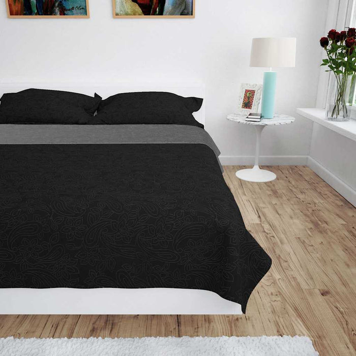 Cuvertură matlasată cu două fețe, 170x210 cm, gri și negru WALTI