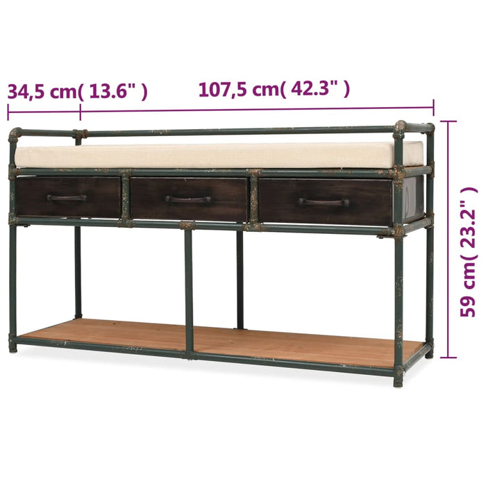 Bancă de depozitare cu pernă 107,5x34,5x59 cm WALTI