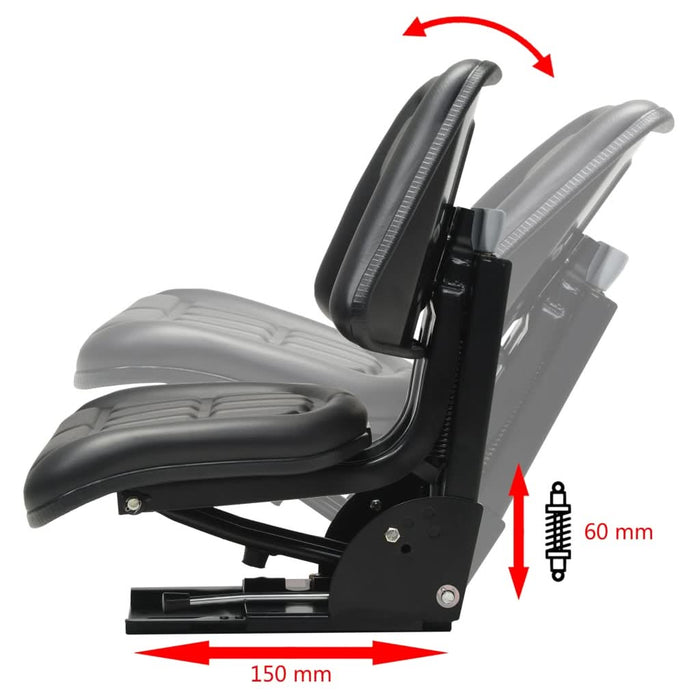 Scaun de tractor cu suspensie Negru - WALTI WALTI