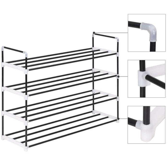 Raft încălțăminte cu 4 etajere din metal și plastic, Negru - WALTI WALTI
