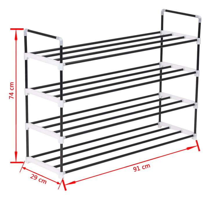 Raft încălțăminte cu 4 etajere din metal și plastic, Negru - WALTI WALTI
