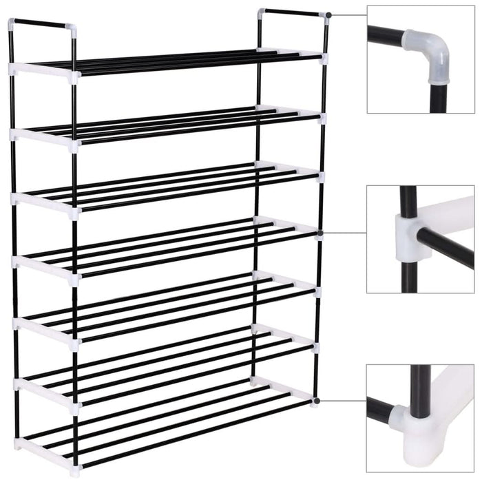 Raft încălțăminte cu 7 etajere din metal și plastic, negru - WALTI WALTI