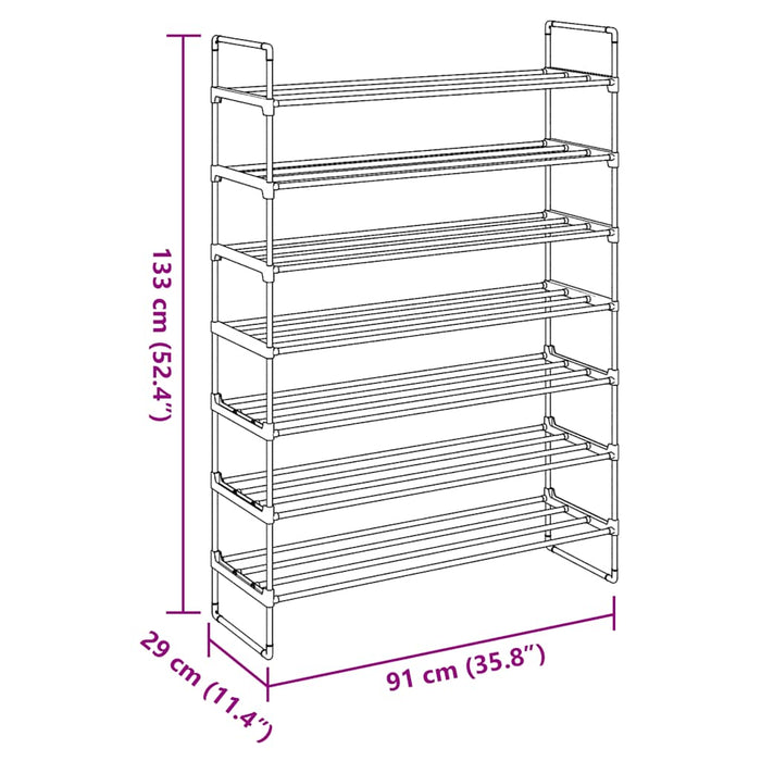 Raft încălțăminte cu 7 etajere din metal și plastic, negru - WALTI WALTI