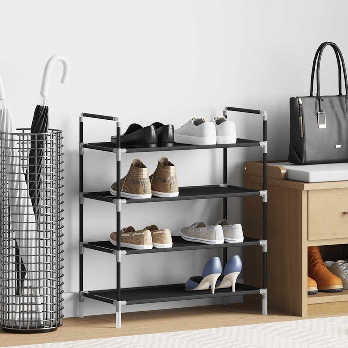 Raft încălțăminte cu 4 rafturi, Metal și textil nețesut, Negru - WALTI WALTI