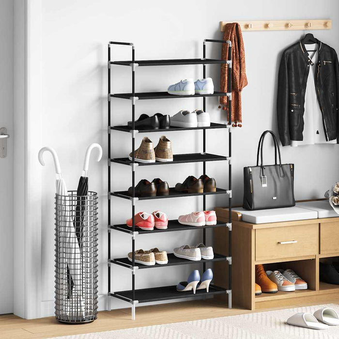 Raft încălțăminte 8 rafturi, Metal și textil nețesut, Negru WALTI