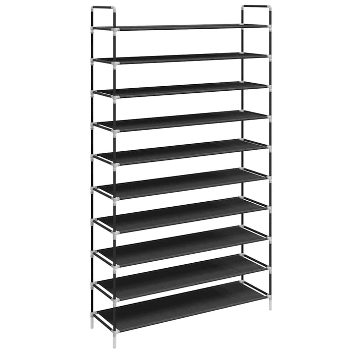 Raft pantofi 10 etajere, Metal și material textil nețesut Negru WALTI