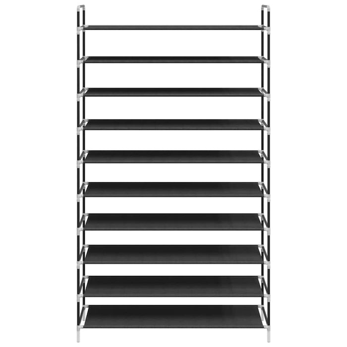 Raft pantofi 10 etajere, Metal și material textil nețesut Negru WALTI