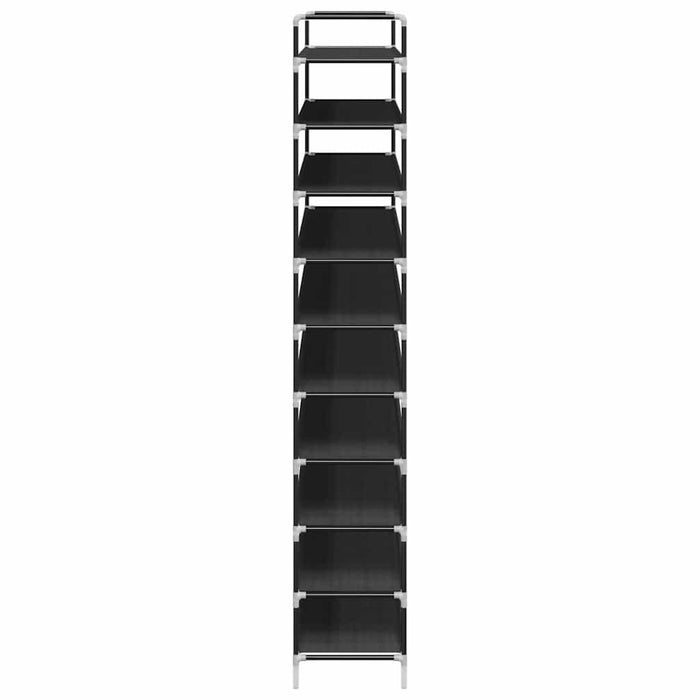 Raft pantofi 10 etajere, Metal și material textil nețesut Negru WALTI