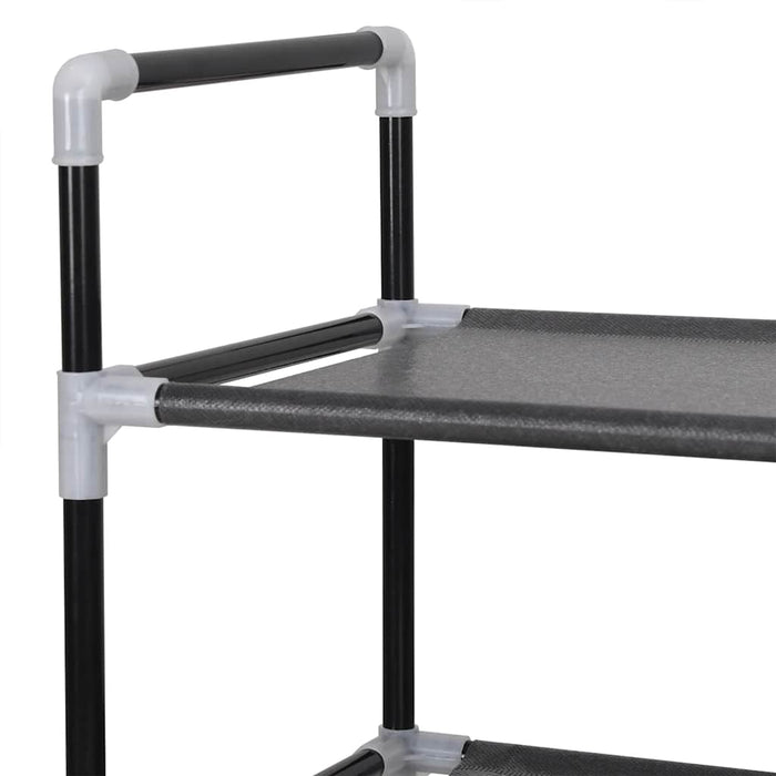 Raft pantofi 10 etajere, Metal și material textil nețesut Negru WALTI