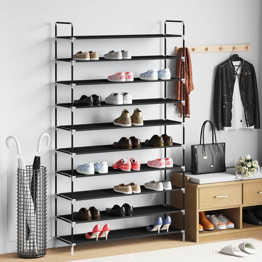 Raft pantofi 10 etajere, Metal și material textil nețesut Negru - WALTI WALTI