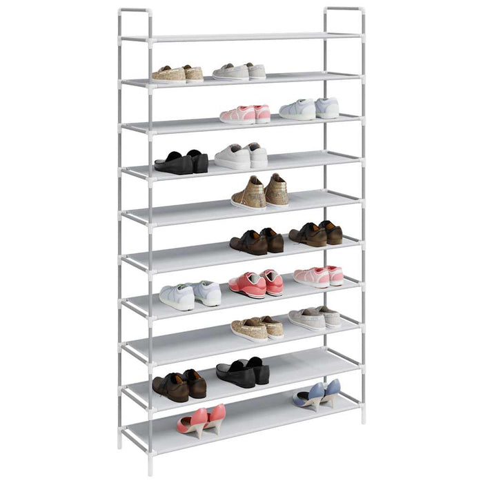 Raft încălțăminte 10 etajere, metal și textil nețesut, argintiu WALTI