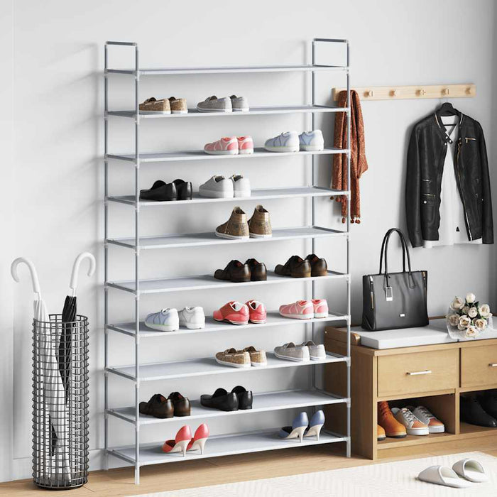 Raft încălțăminte 10 etajere, metal și textil nețesut, argintiu WALTI