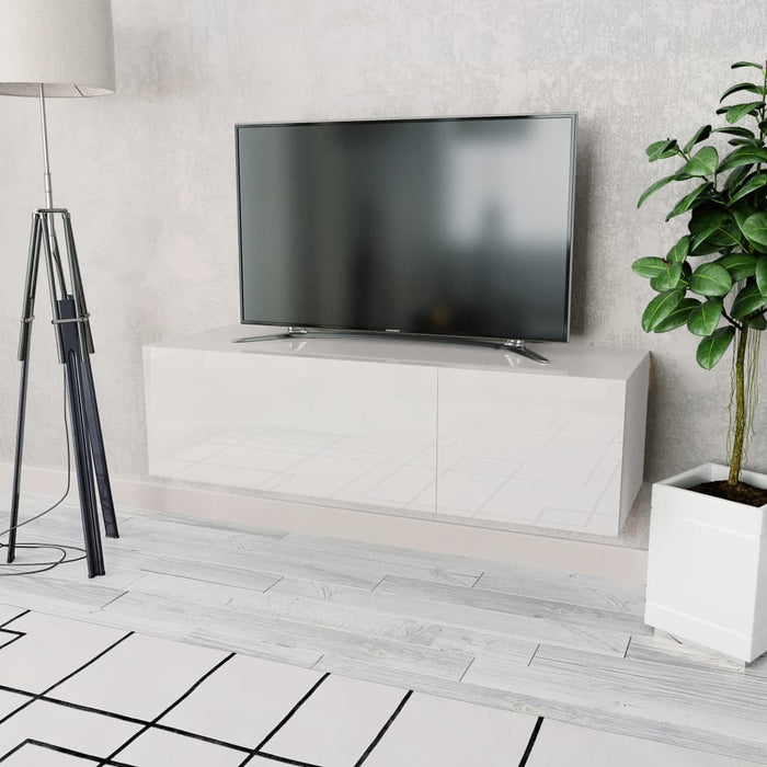 Comodă TV, alb extralucios, 120x40x34 cm, PAL WALTI