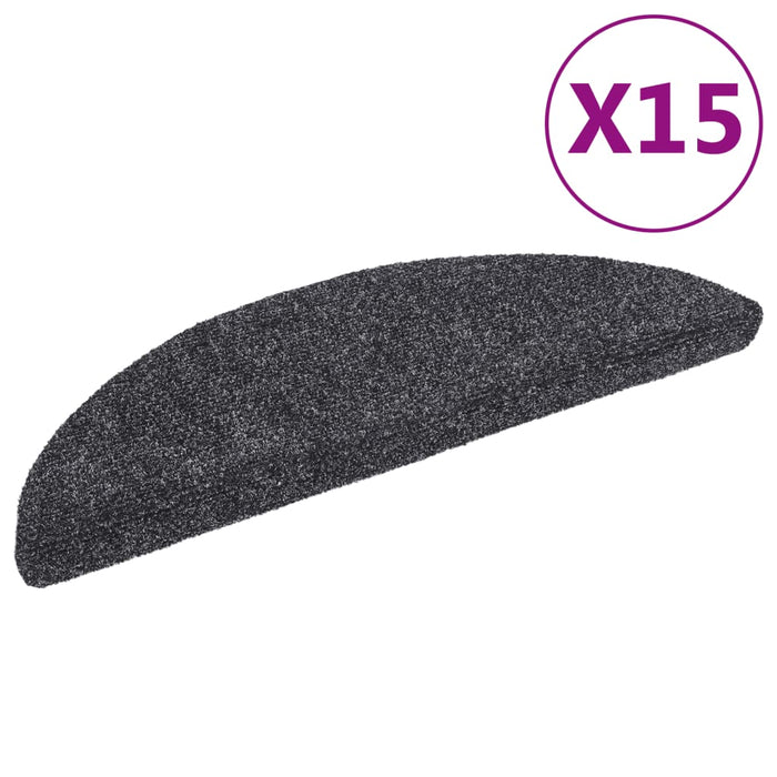 Covorașe autoadezive pentru scări, 15 buc., 56x17x3 cm, gri închis, semirotunde WALTI