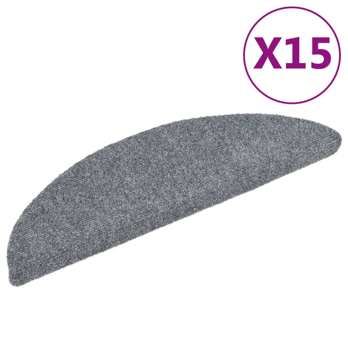 Covorașe pentru scări autoadezive, 15 buc., 56x17x3 cm, gri deschis, semirotunde WALTI