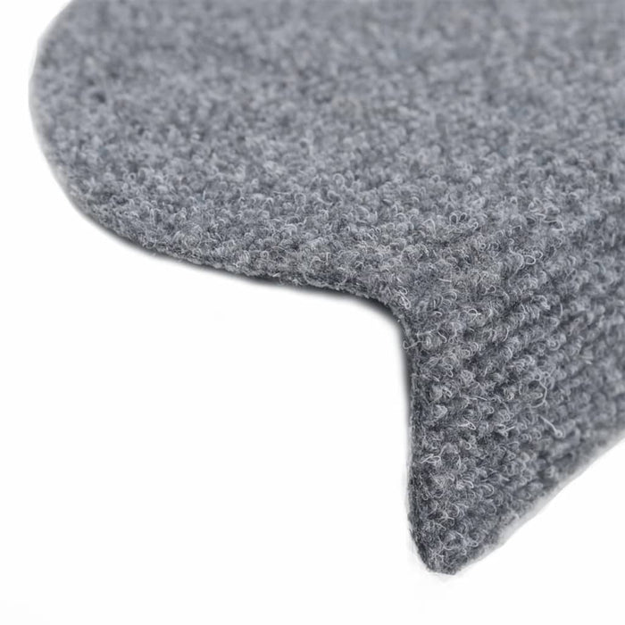 Covorașe pentru scări autoadezive, 15 buc., 56x17x3 cm, gri deschis, semirotunde WALTI