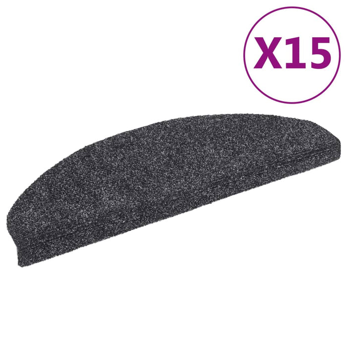 Covorașe pentru scări autoadezive, 15 buc., 65x21x4 cm, gri închis, semirotunde, mari WALTI