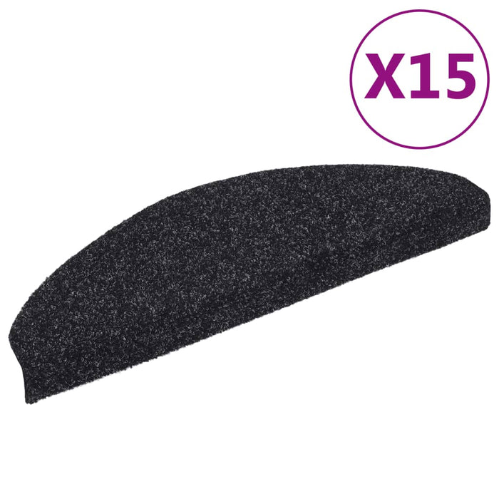 Covorașe autoadezive pentru scări, 15 buc., 65x21x4 cm, negru, semirotunde, mari WALTI