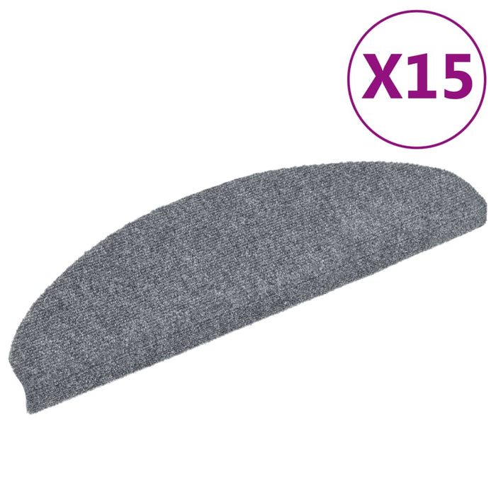 Covorașe pentru scări autoadezive, 15 buc., 65x21x4 cm, gri deschis, semirotunde, mari WALTI