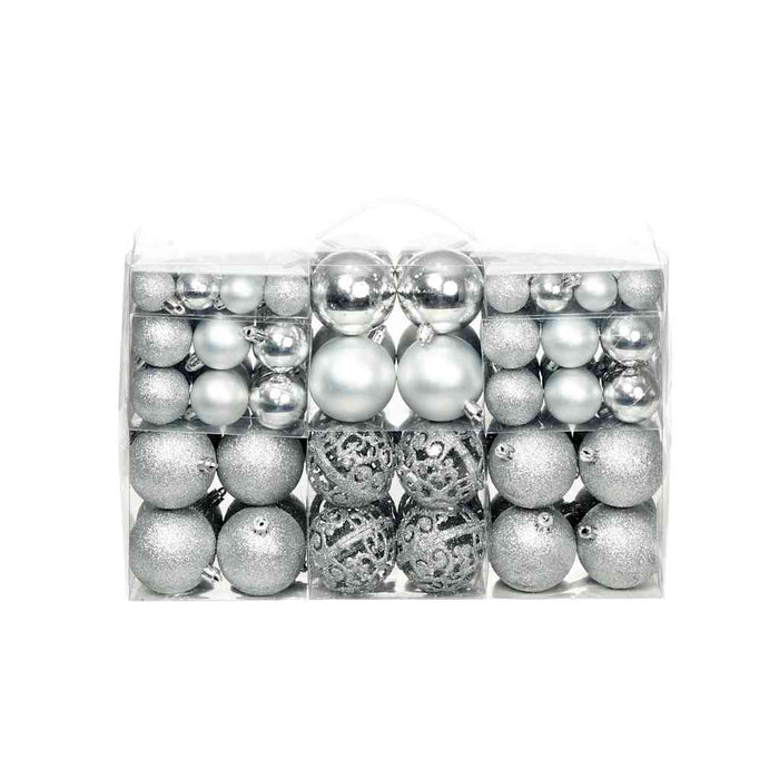 Set globuri de Crăciun 100 de piese, 3/4/6 cm, argintiu - WALTI WALTI