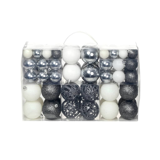 Set globuri de Crăciun 100 de piese, 3/4/6 cm, alb/gri - WALTI WALTI